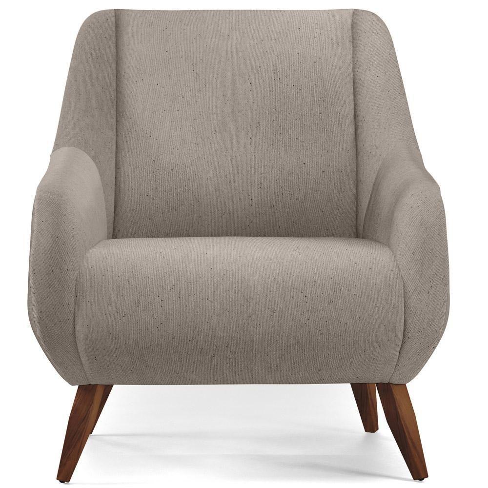 Kit 02 Poltronas Pés De Madeira Paloma D02 Linho Bege C-107 - 4