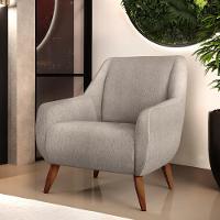 Kit 02 Poltronas Pés De Madeira Paloma D02 Linho Bege C-107 - 8