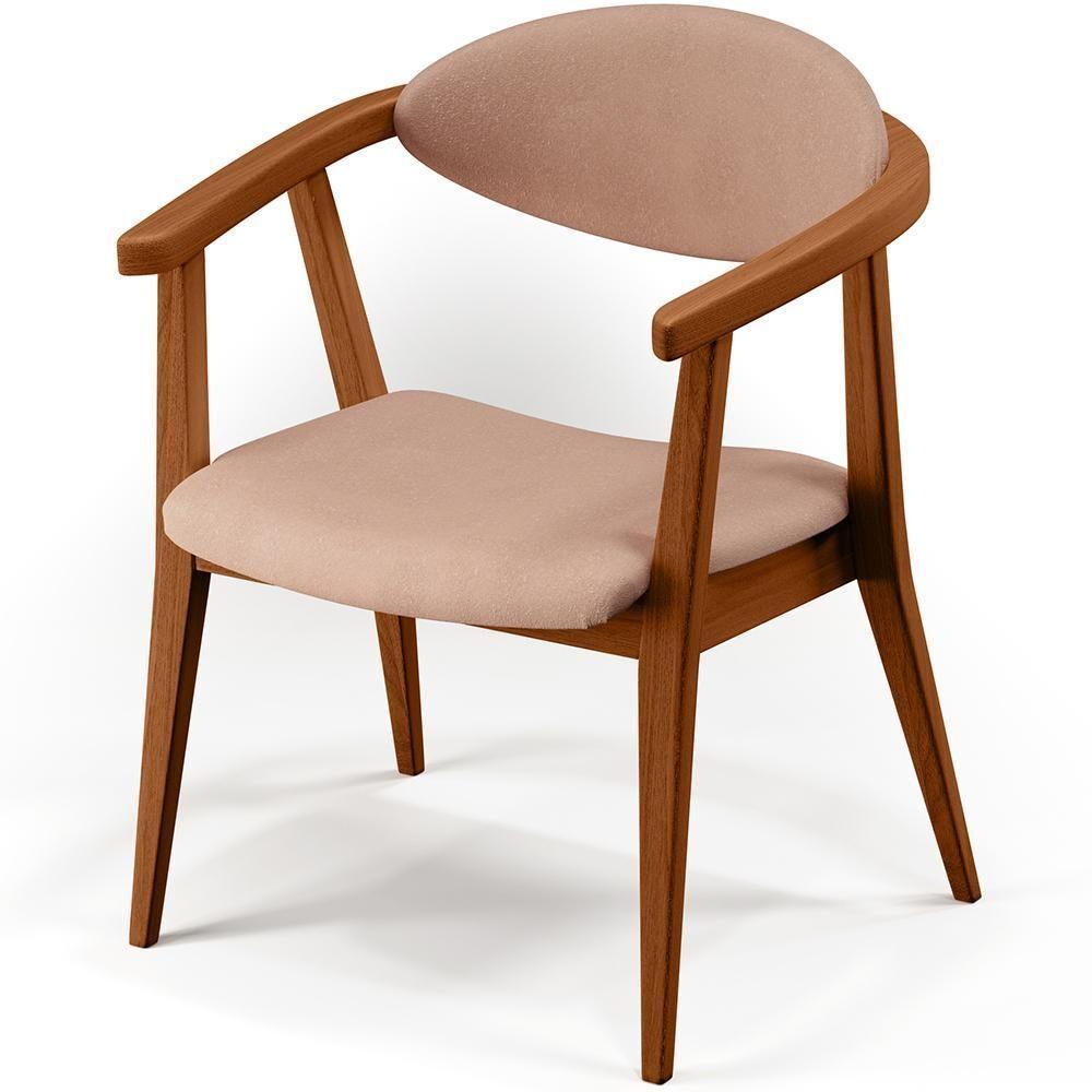 Kit 02 Poltronas Para Sala De Estar Cecília B04 Linho Rosê - 4