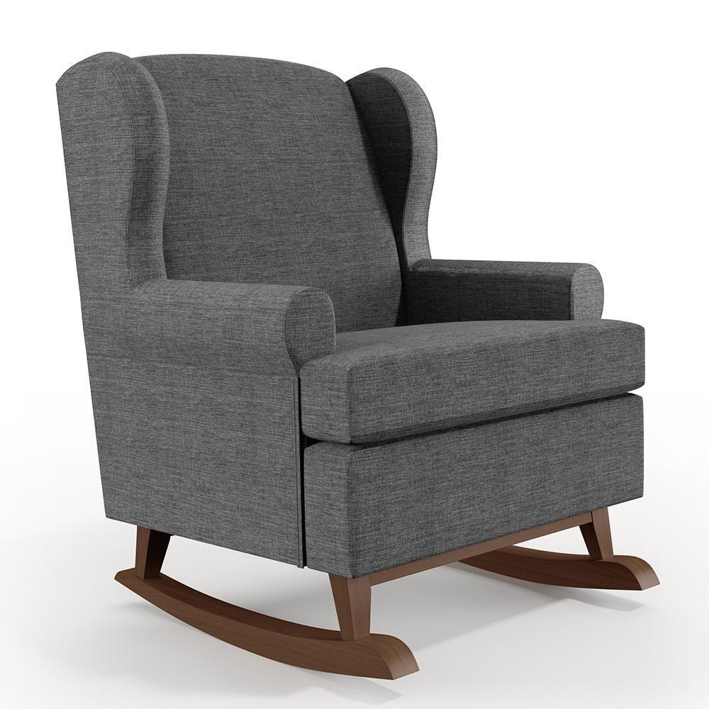 Kit 02 Poltronas Malu Base De Madeira P02 Linho Cinza Escuro - 7