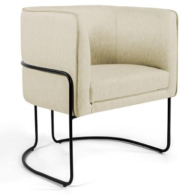 Poltrona Fixa Betina D02 Linho Bege Preto Lyam Decor