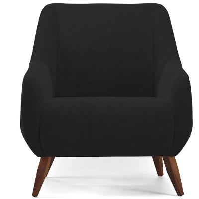 Poltrona Fixa Decorativa Paloma D02 Veludo Preto Lyam Decor