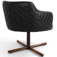 Kit 02 Poltronas Giratória Base X Linho Cinza Corano Preto