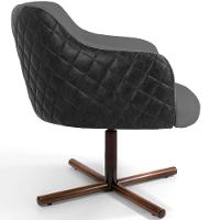 Kit 02 Poltronas Giratória Base X Linho Cinza Corano Preto - 5