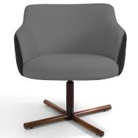 Kit 02 Poltronas Giratória Base X Linho Cinza Corano Preto - 6