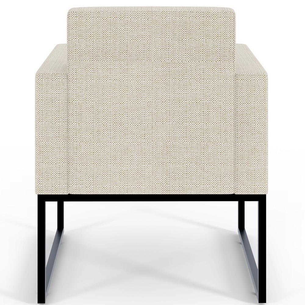 Kit 02 Poltronas Base Fixa Metal Linho Champagne - 2