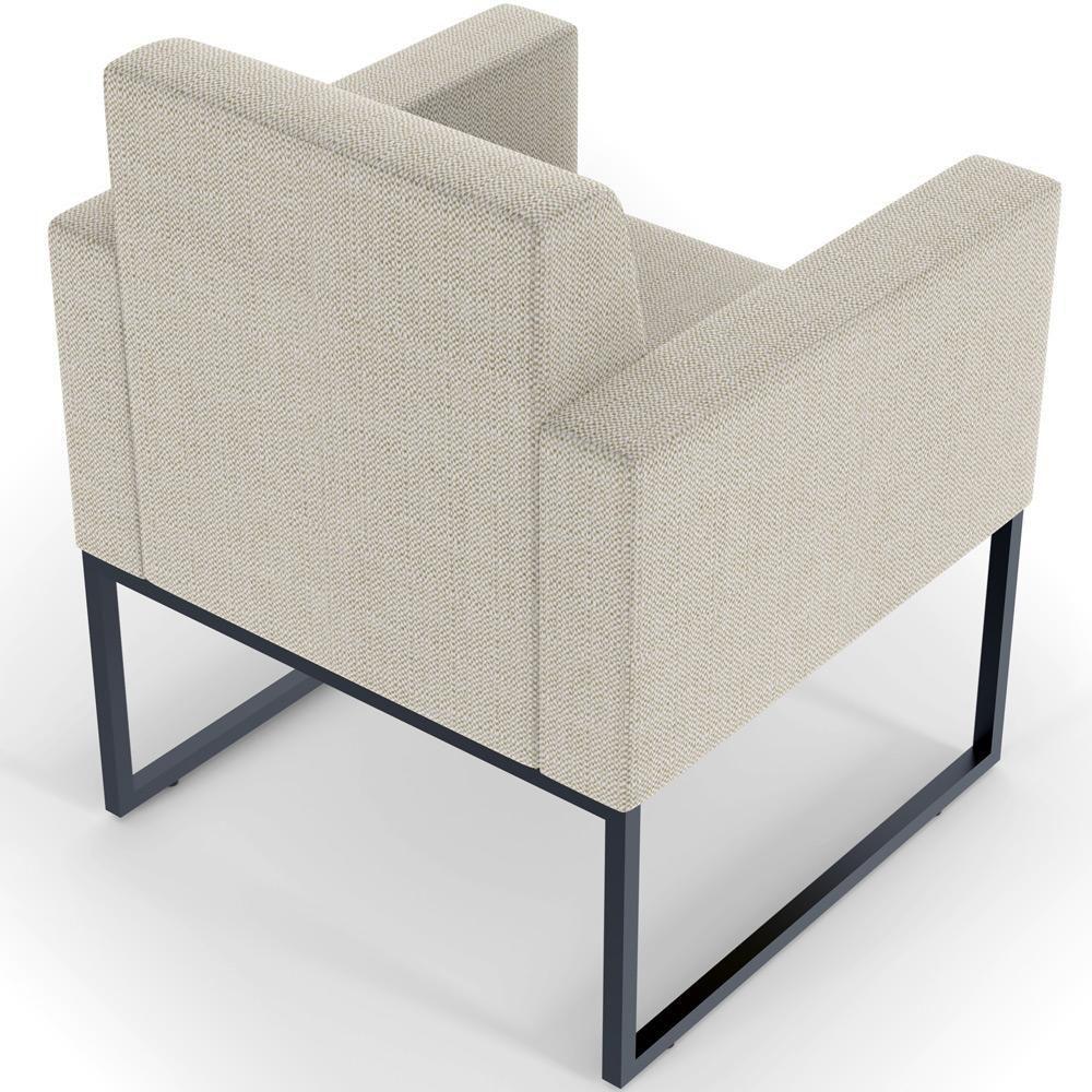 Kit 02 Poltronas Base Fixa Metal Linho Champagne - 3