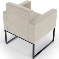 Kit 02 Poltronas Base Fixa Metal Linho Champagne - 3