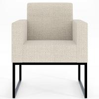 Kit 02 Poltronas Base Fixa Metal Linho Champagne - 6