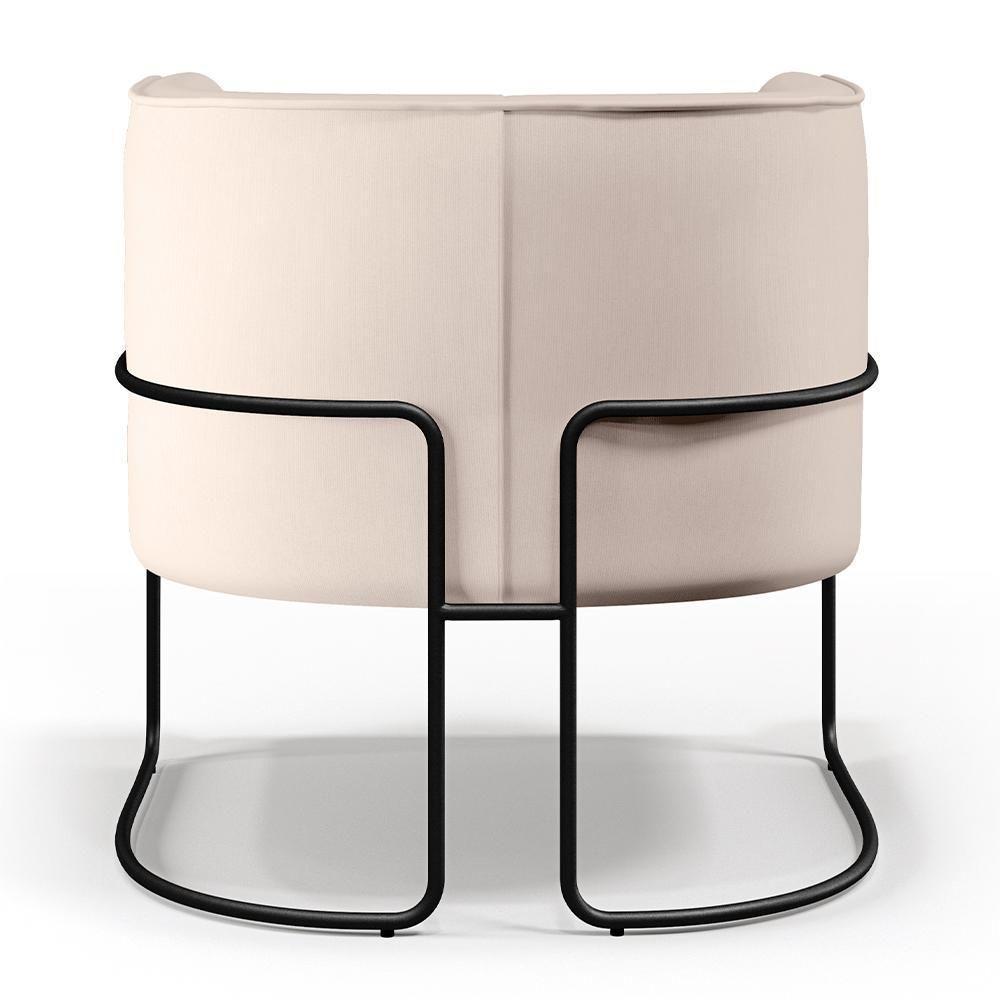 Poltrona Fixa Base De Aço Preto Betina D02 Veludo Bege C-309 - 4