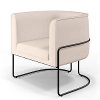 Poltrona Fixa Base De Aço Preto Betina D02 Veludo Bege C-309 - 1