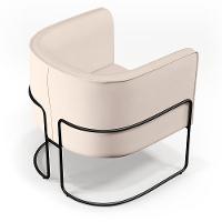 Poltrona Fixa Base De Aço Preto Betina D02 Veludo Bege C-309 - 3