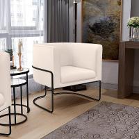 Poltrona Fixa Base De Aço Preto Betina D02 Veludo Bege C-309 - 9