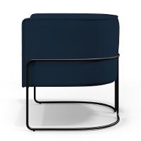 Poltrona Fixa Base De Aço Preto Veludo Azul Oxford C-304 - 5