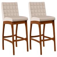 Kit 02 Banquetas Altas Cozinha Mila B04 Suede Bege - 1