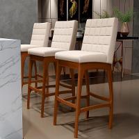 Kit 02 Banquetas Altas Cozinha Mila B04 Suede Bege - 9