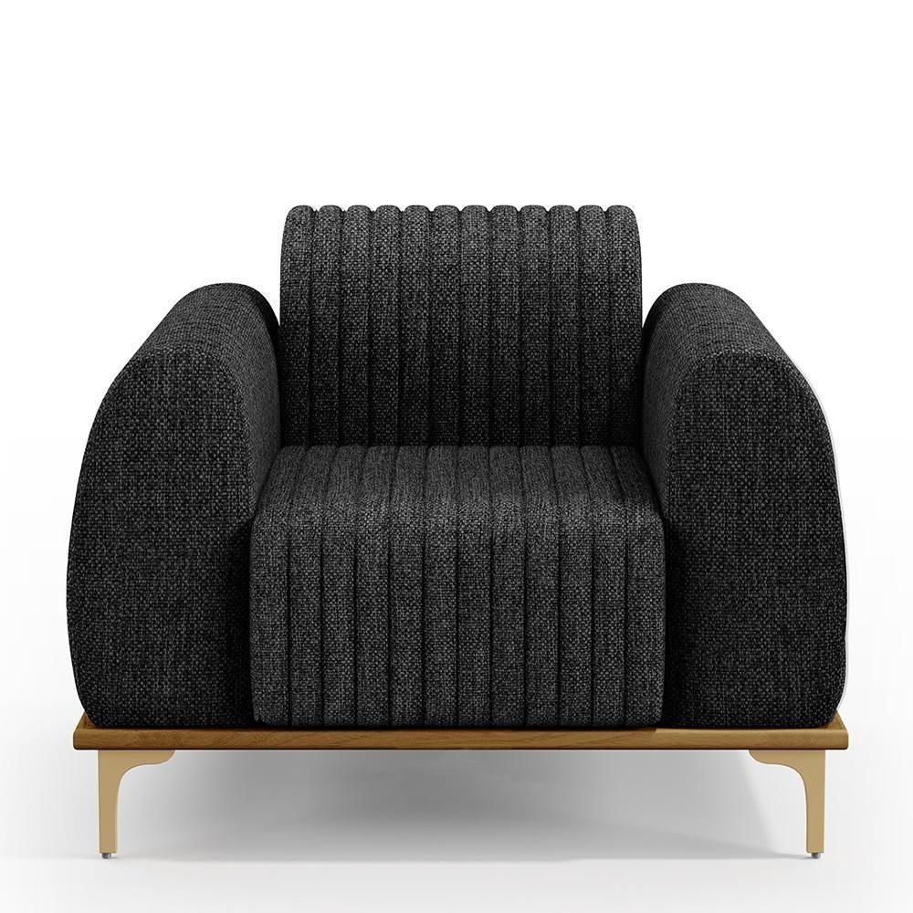 Kit 02 Poltronas E Pés D'Ouro Molino D02 Linho Chumbo D-465 - 6