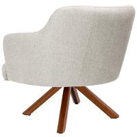 Kit 02 Poltronas Base Giratória De Madeira Linho Bege C-107 - 2