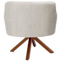 Kit 02 Poltronas Base Giratória De Madeira Linho Bege C-107 - 3