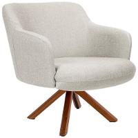 Kit 02 Poltronas Base Giratória De Madeira Linho Bege C-107 - 6