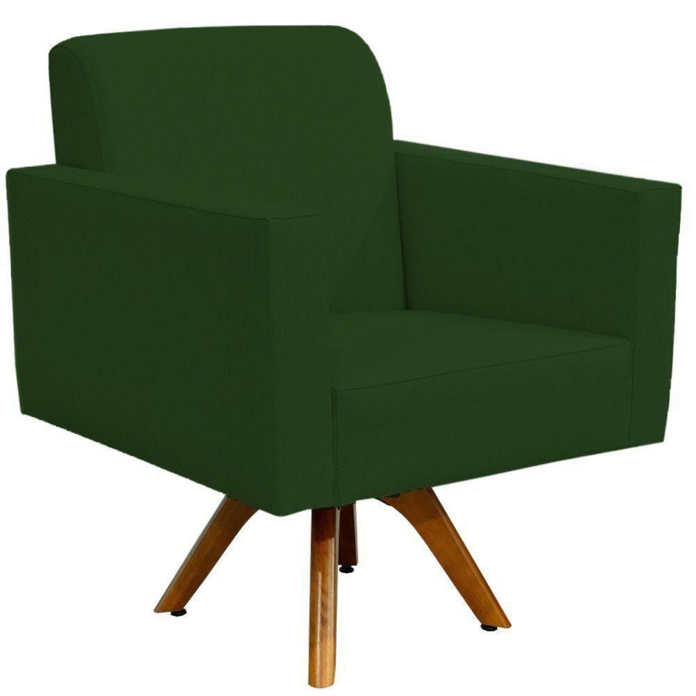 Kit 02 Poltronas Base De Madeira Helô L02 Suede Verde Musgo - 3