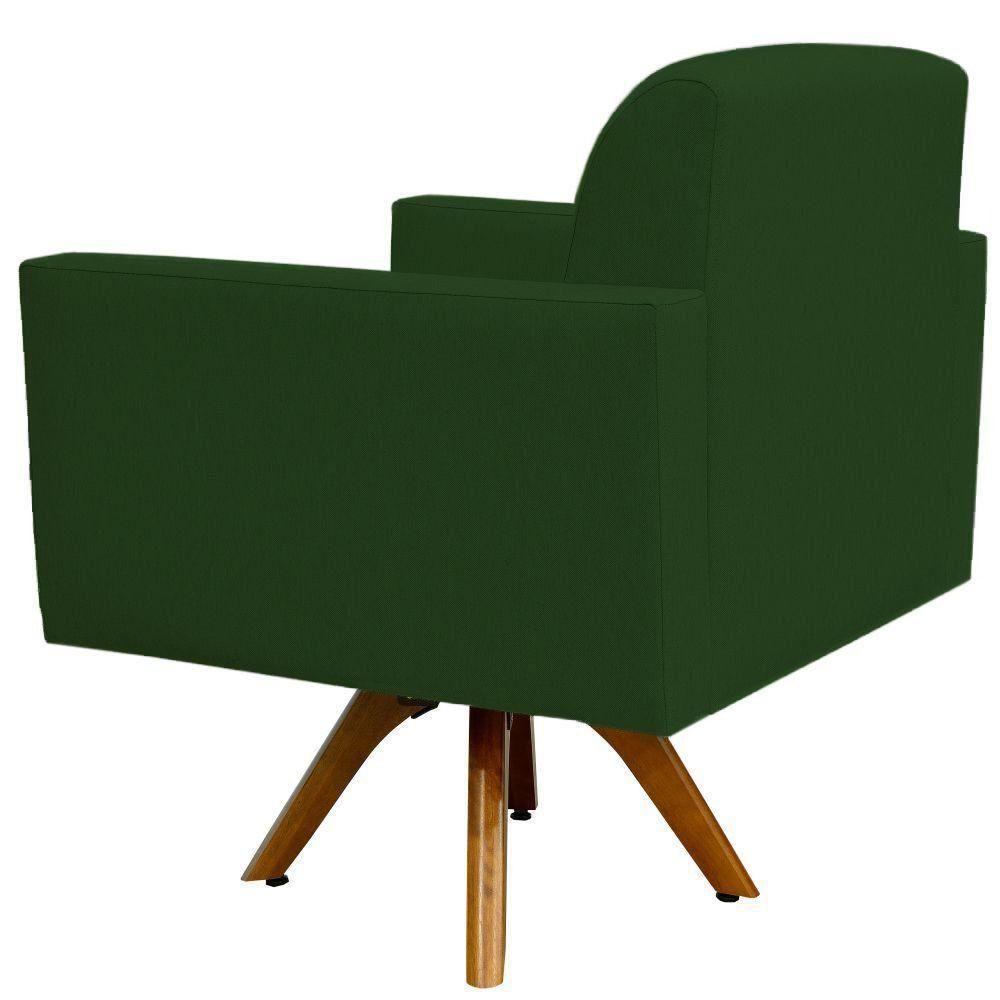 Kit 02 Poltronas Base De Madeira Helô L02 Suede Verde Musgo - 4