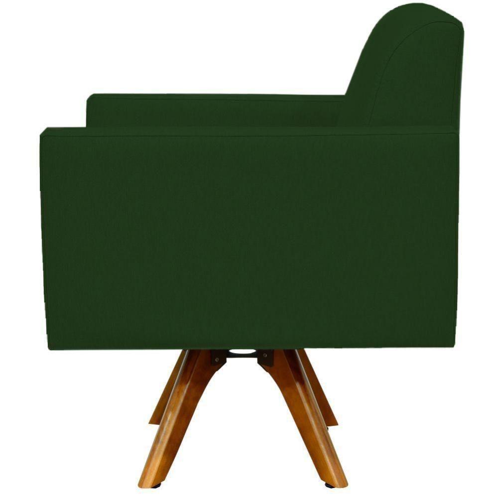 Kit 02 Poltronas Base De Madeira Helô L02 Suede Verde Musgo - 6
