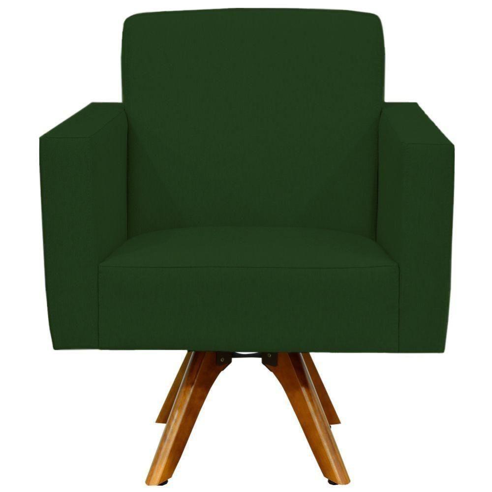 Kit 02 Poltronas Base De Madeira Helô L02 Suede Verde Musgo - 7