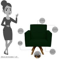 Kit 02 Poltronas Base De Madeira Helô L02 Suede Verde Musgo - 12