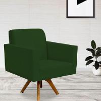 Kit 02 Poltronas Base De Madeira Helô L02 Suede Verde Musgo - 14