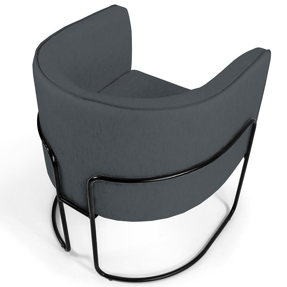 Poltrona Fixa Base De Aço Preto Betina D02 Corano Cinza C-03 - 2