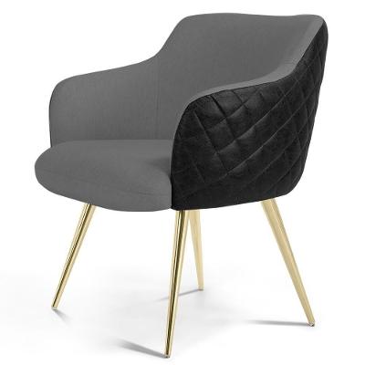 Poltrona Pés Palitos D'ouro Jade Cinza Tressê Corano Preto