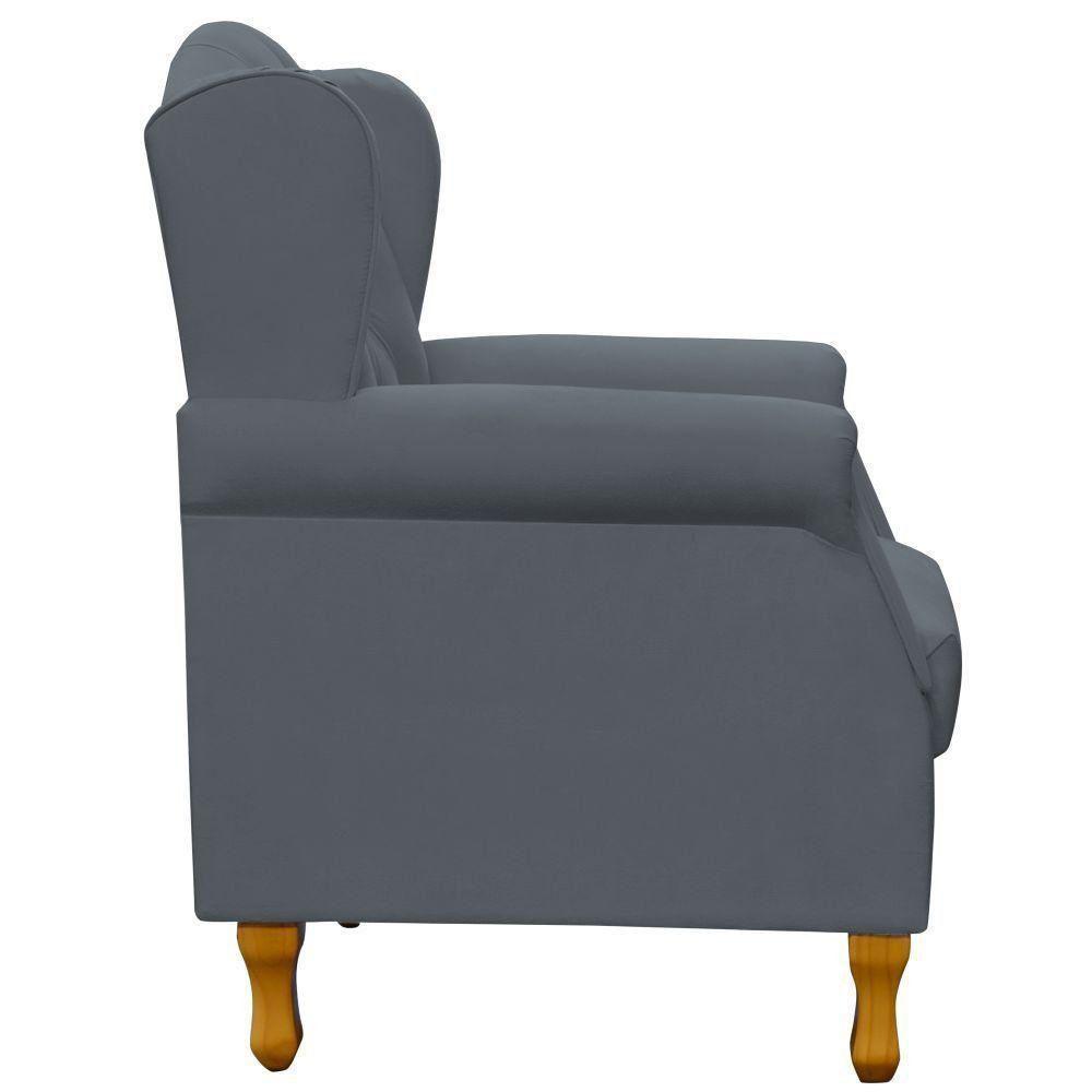 Kit 02 Poltronas Para Sala De Estar Yara P02 Suede Cinza - 2