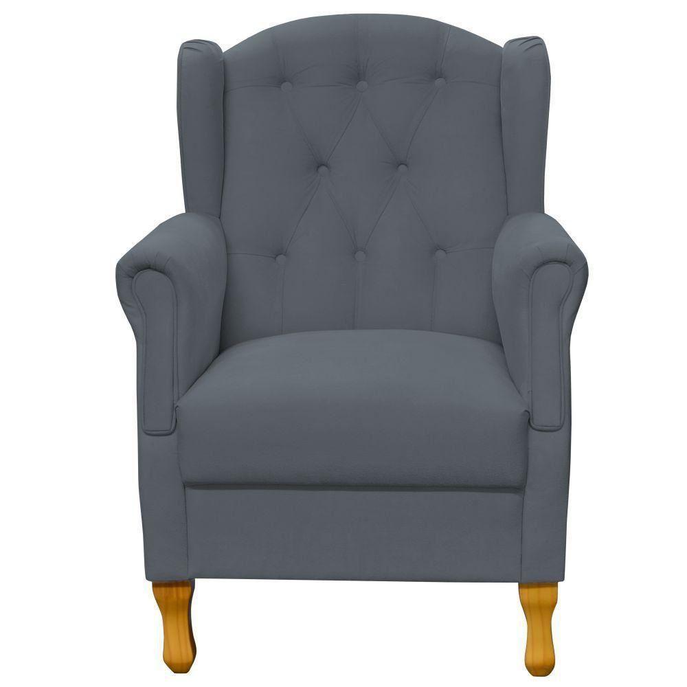 Kit 02 Poltronas Para Sala De Estar Yara P02 Suede Cinza - 3