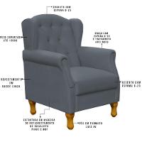 Kit 02 Poltronas Para Sala De Estar Yara P02 Suede Cinza - 9