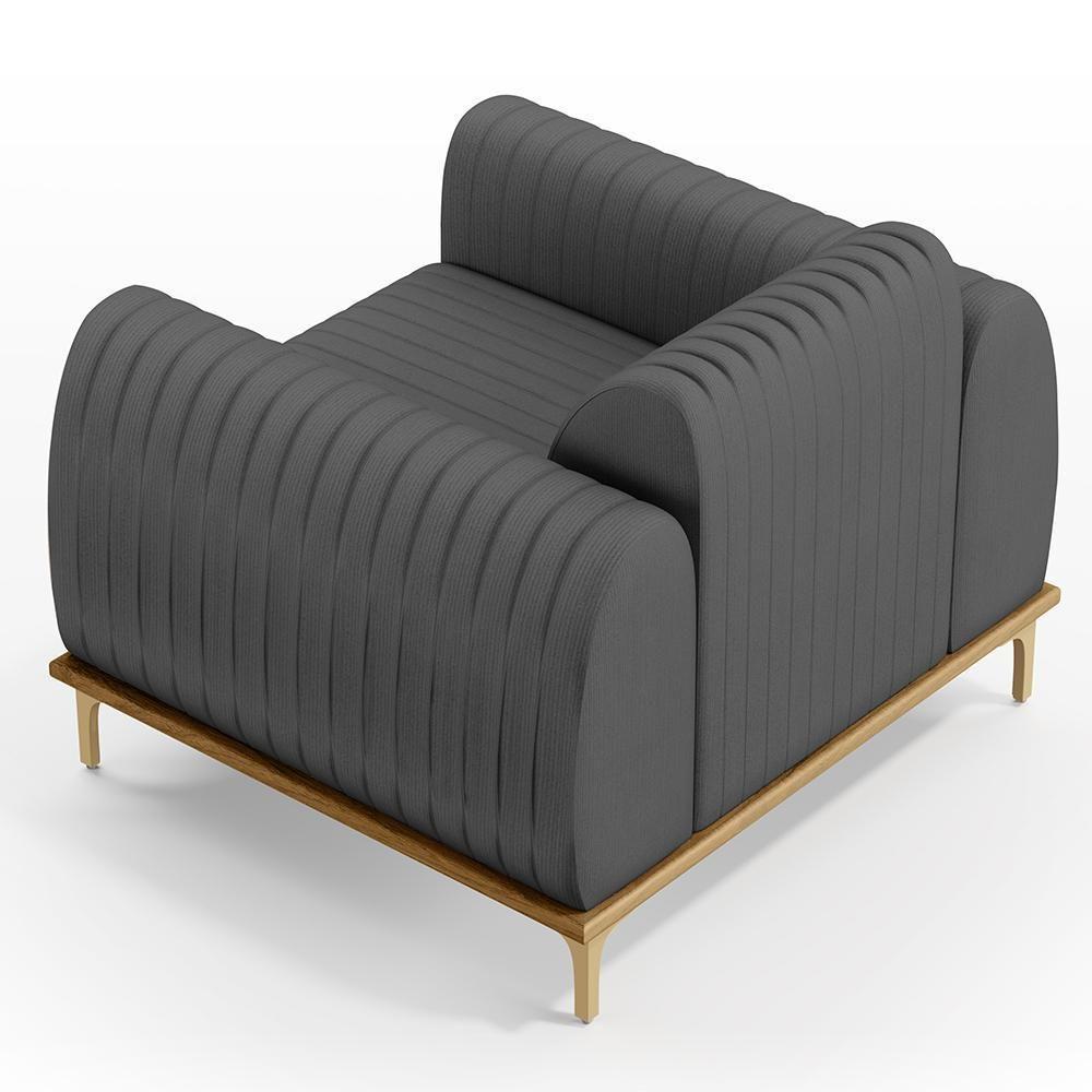 Kit 02 Poltronas E Pés D'Ouro Molino D02 Veludo Cinza C-317 - 2