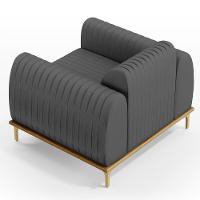 Kit 02 Poltronas E Pés D'Ouro Molino D02 Veludo Cinza C-317 - 2