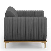 Kit 02 Poltronas E Pés D'Ouro Molino D02 Veludo Cinza C-317 - 3