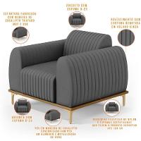 Kit 02 Poltronas E Pés D'Ouro Molino D02 Veludo Cinza C-317 - 5