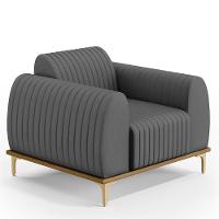 Kit 02 Poltronas E Pés D'Ouro Molino D02 Veludo Cinza C-317 - 6