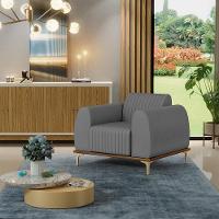 Kit 02 Poltronas E Pés D'Ouro Molino D02 Veludo Cinza C-317 - 7