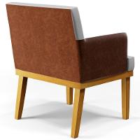 Kit 02 Poltronas Estar Linho Cinza Couríssimo Camel - 3