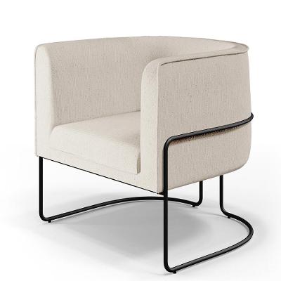 Poltrona Fixa Betina D02 Linho Bege Preto Lyam Decor