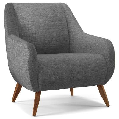 Poltrona Decorativa Fixa Paloma D02 Linho Cinza Lyam Decor