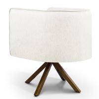 Kit 02 Poltronas Base Giratória De Madeira Veludo Bege C-309 - 2