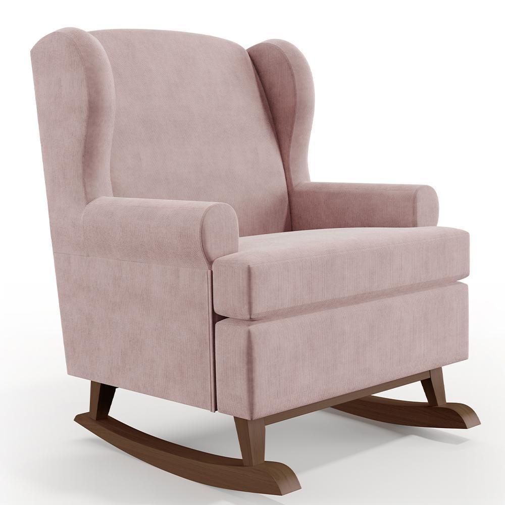 Kit 02 Poltronas Malu Base De Madeira P02 Suede Rosê - 7