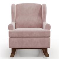 Kit 02 Poltronas Malu Base De Madeira P02 Suede Rosê