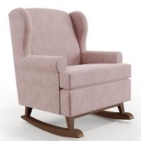 Kit 02 Poltronas Malu Base De Madeira P02 Suede Rosê - 7