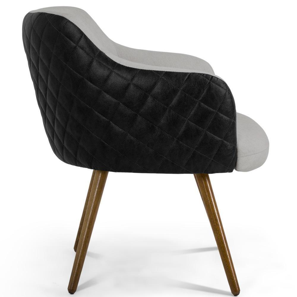 Kit 02 Poltronas Pés Palito Linho Cinza D-315 Corano Preto - 4