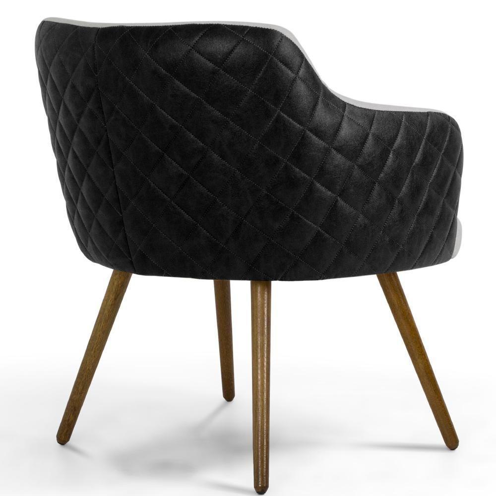 Kit 02 Poltronas Pés Palito Linho Cinza D-315 Corano Preto - 6